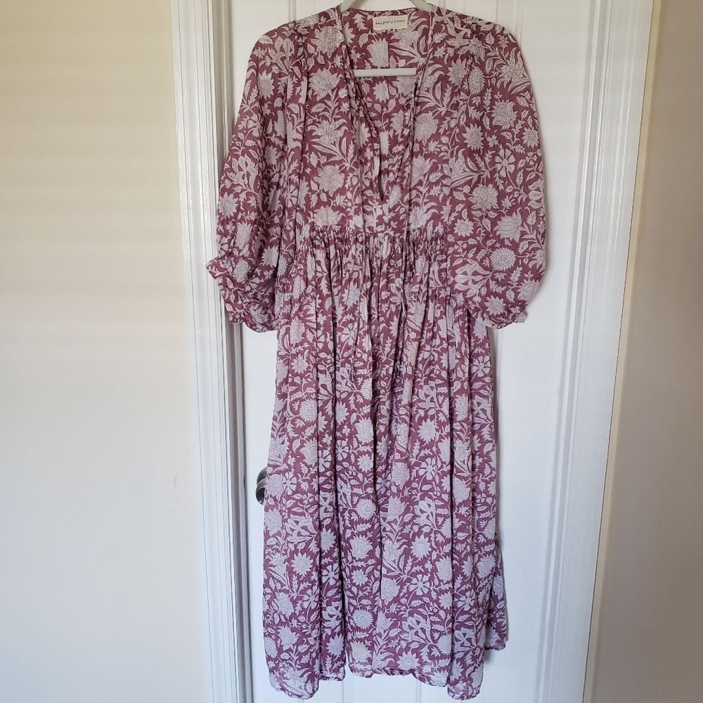 Daughters of India M Kyra Musk Midi Dress Block Print